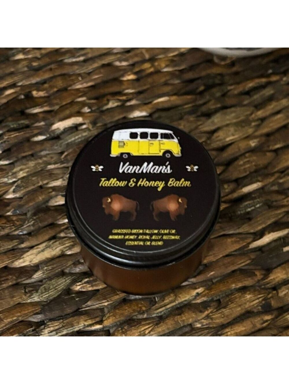 VanMan's Bison Tallow & Honey Face Balm w/ Essential Oils 2 oz (Open Full Jar)